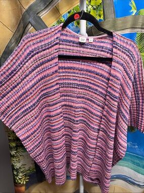 GAP Dolman Sleeve  Pink Striped Open-Front Women's Kimono Cardigan